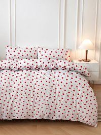 L'essentiel linge de maison Love Heart Juego de funda de edredón Rojo y blanco